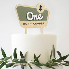 HGFC topper frontal mostrando el diseño 'One Happy Camper' y aspecto rústico