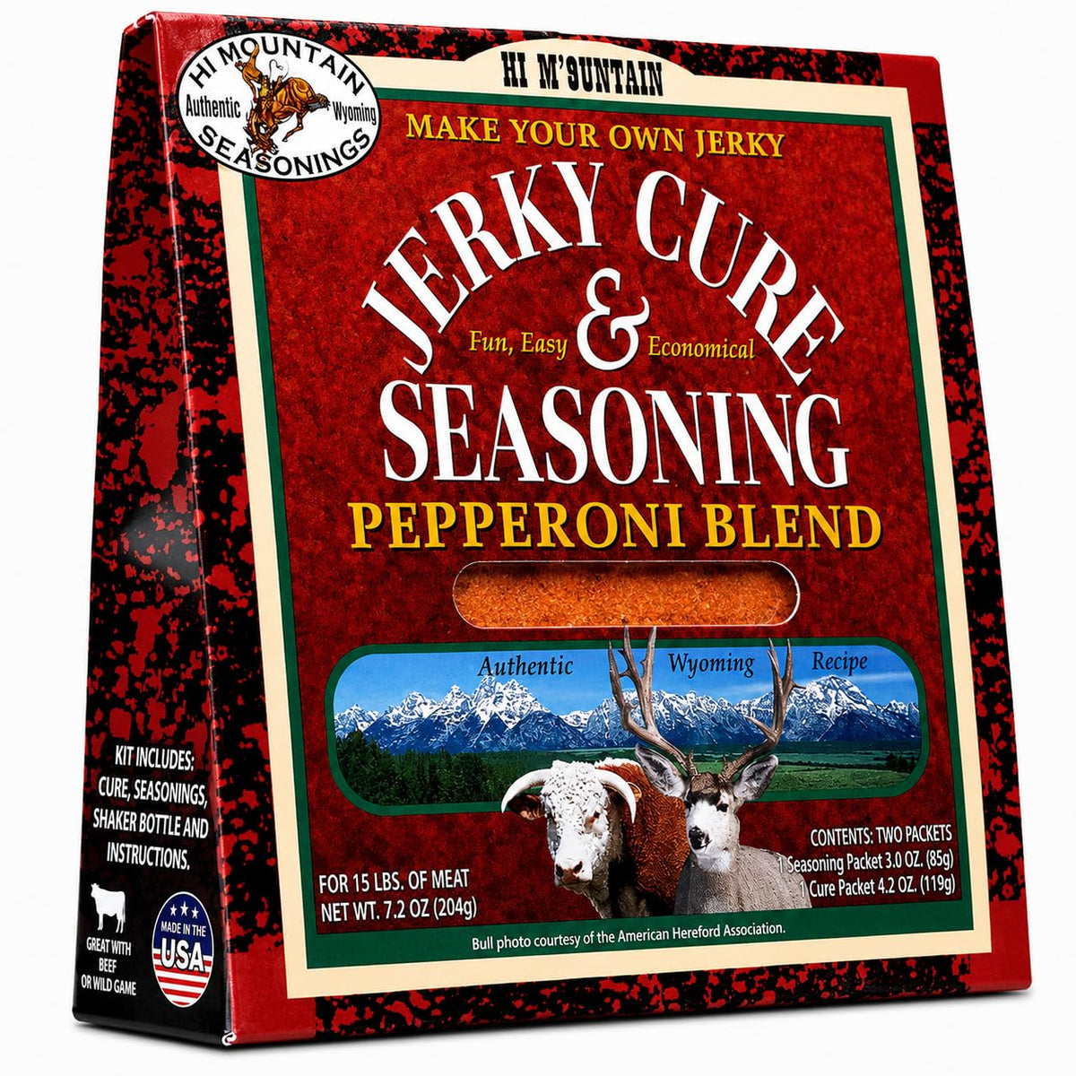 Hi Mountain embalaje frontal del kit con sabor pepperoni, conveniente y claro