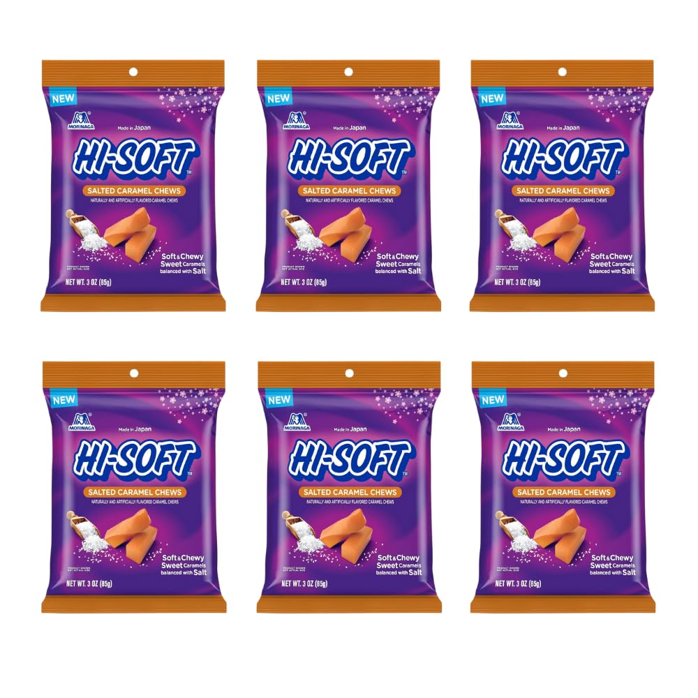HI-SOFT bolsa abierta con caramelos visibles, muestra cantidad y empaque