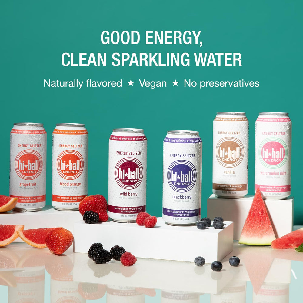 Hiball Energy pack de ocho latas Wild Berry listo para almacenar