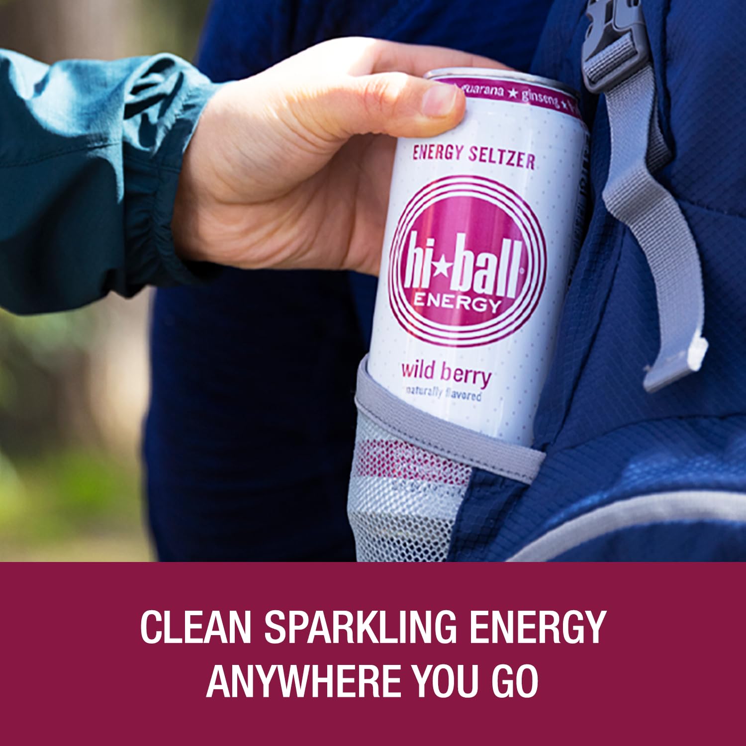 Hiball Energy lata comparada con smartphone para ver escala y tamaño