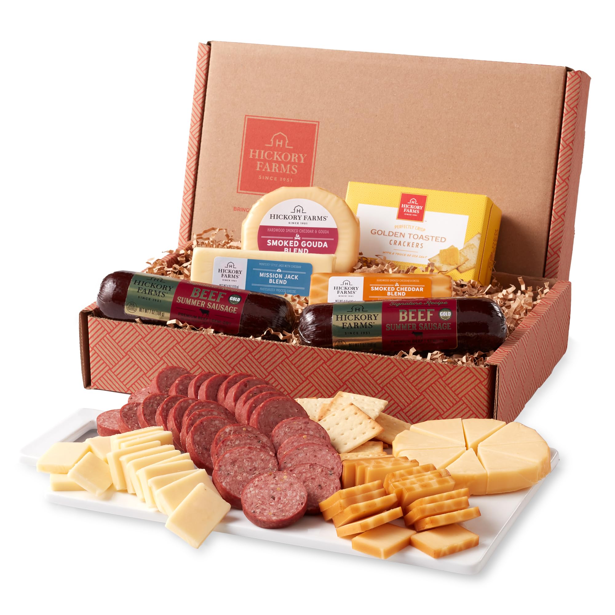 Hickory Farms primer plano de los tres quesos ahumados para variedad