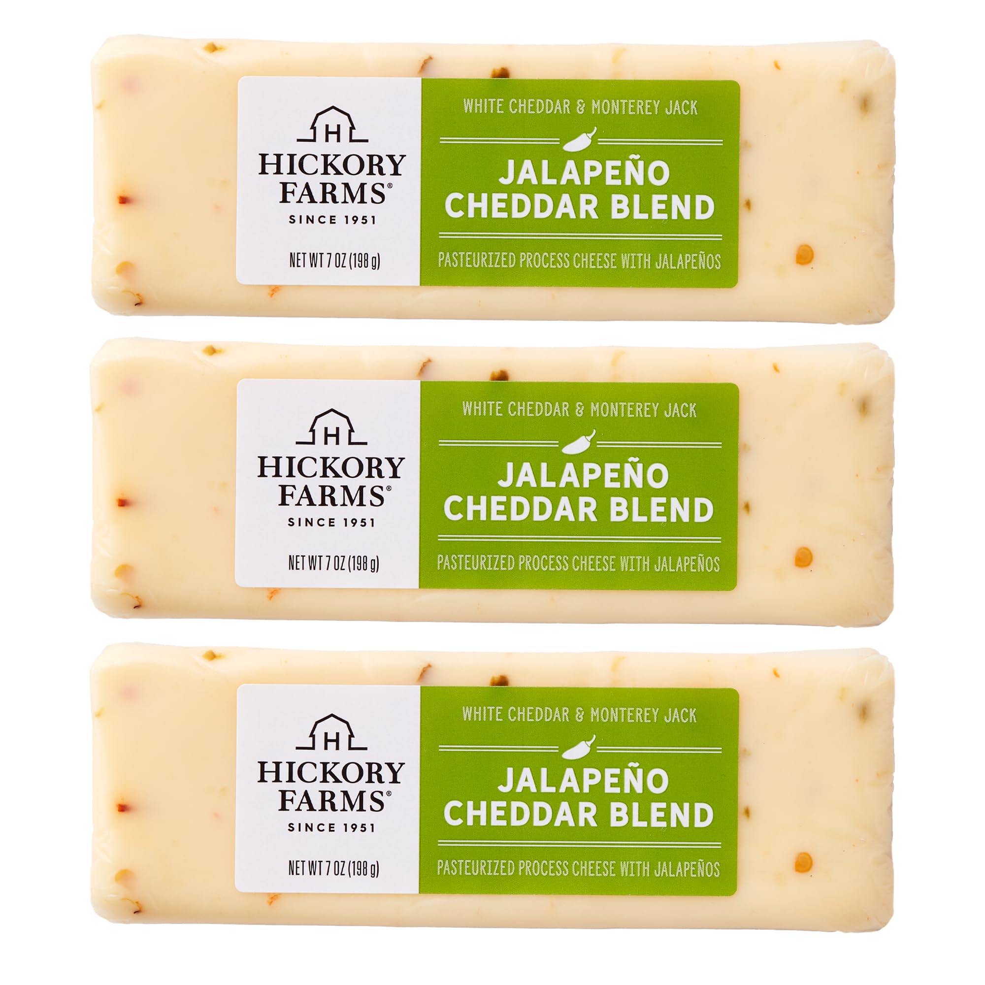 Hickory Farms empaquetado frontal mostrando tres unidades, ideal para compartir