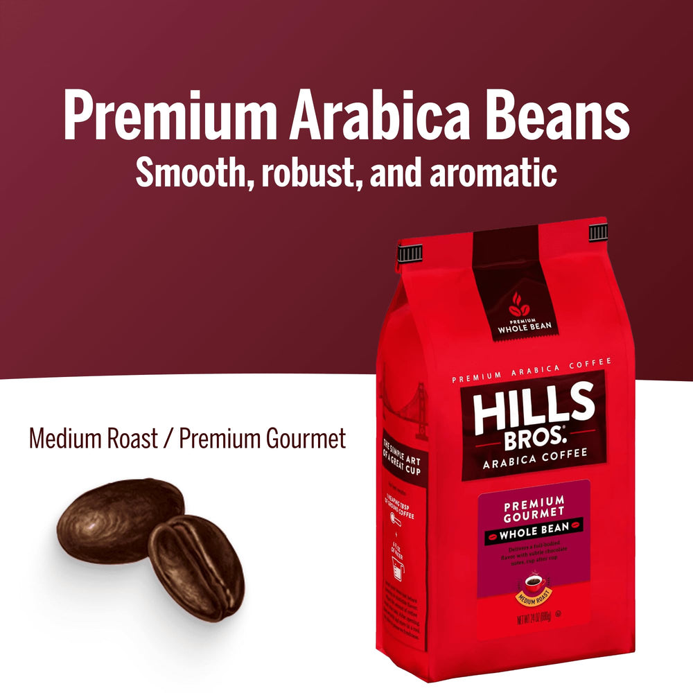 Hills Bros granos en mano listos para moler para mayor aroma