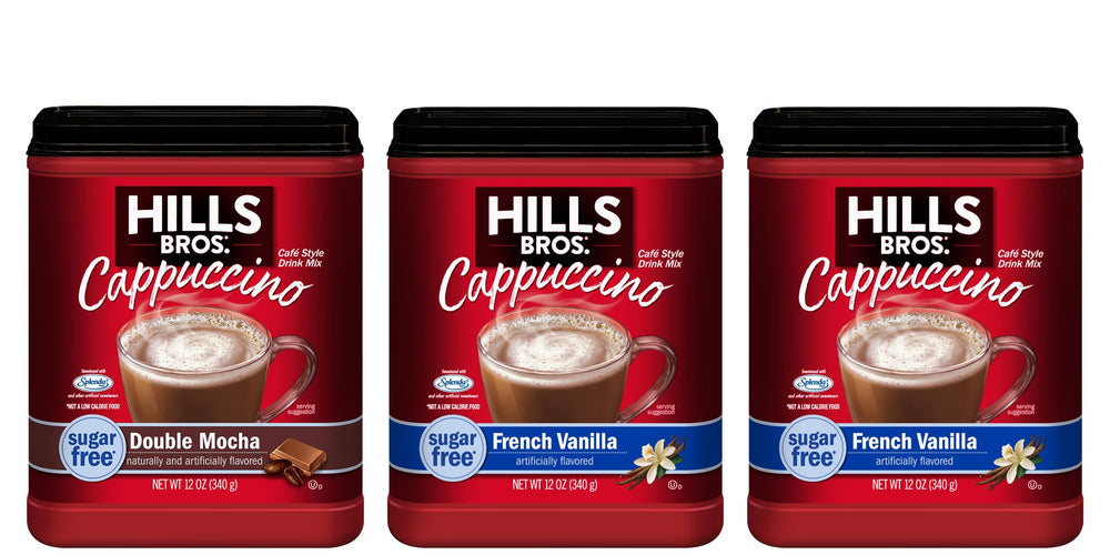Hills Bros caja frontal mostrando pack variedad y ahorro