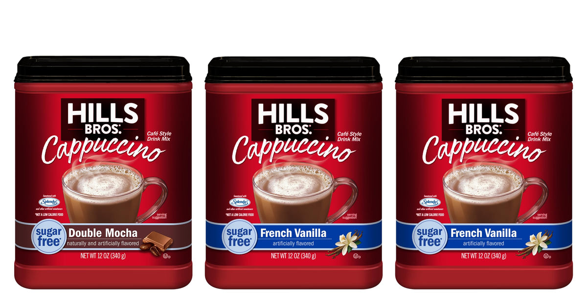 Hills Bros caja frontal mostrando pack variedad y ahorro