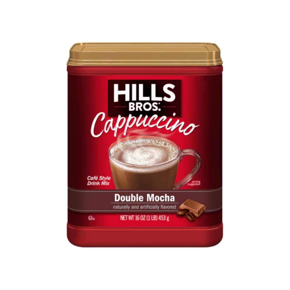 Hills Bros sobre abierto con polvo listo para mezclar y fácil disolución