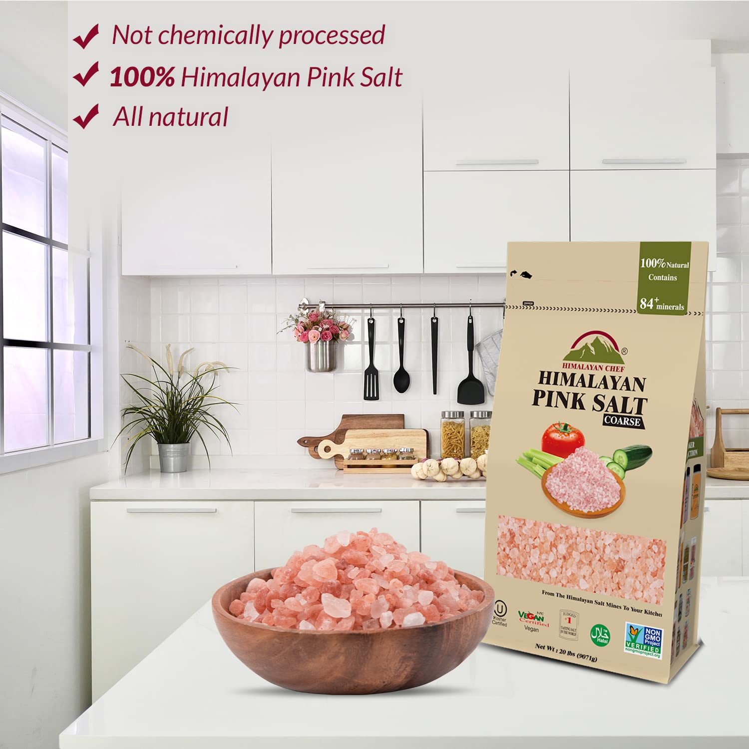Himalayan Chef bolsa resellable con cierre zip mantiene sal fresca