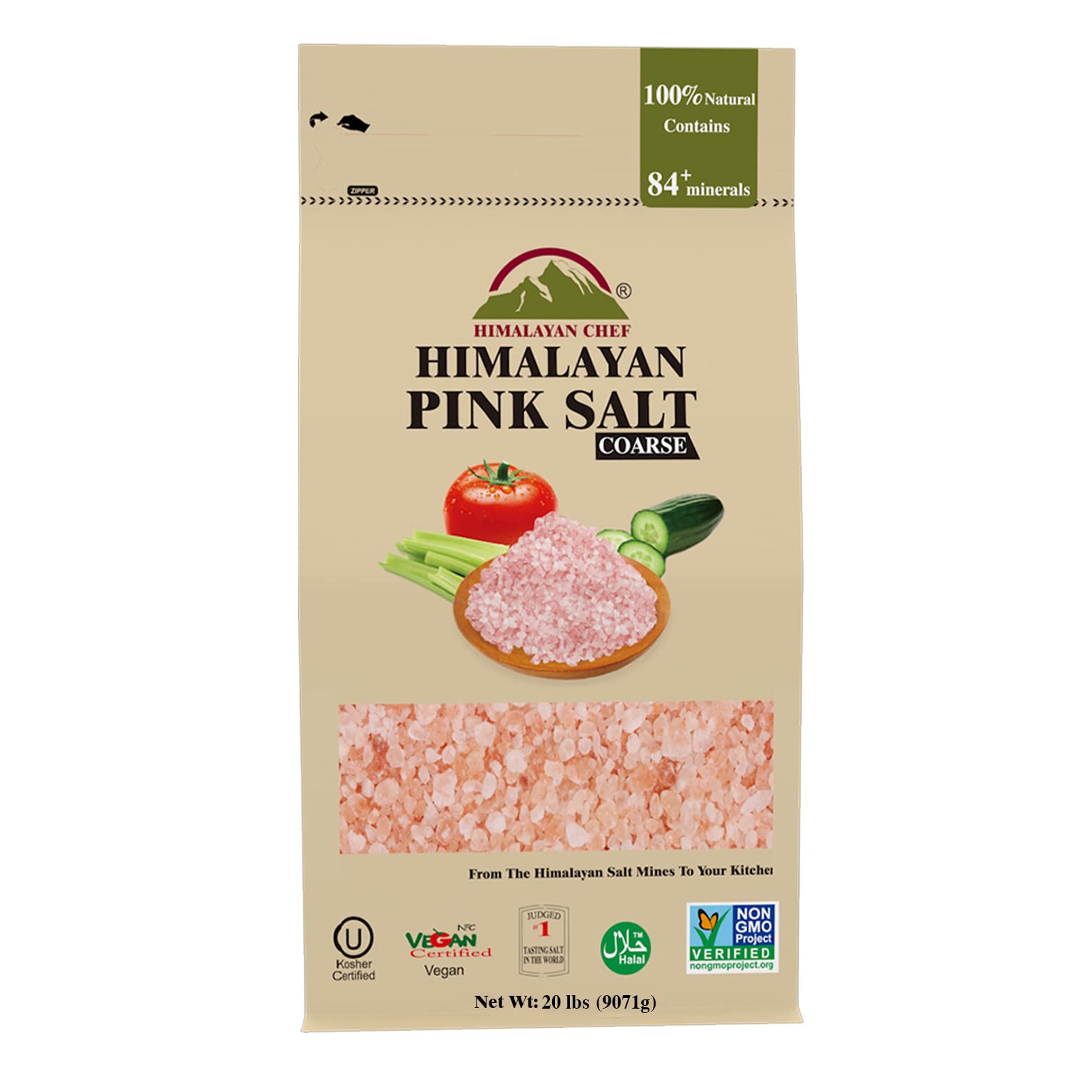Himalayan Chef empaque frontal grande con sal rosa, conservación prolongada