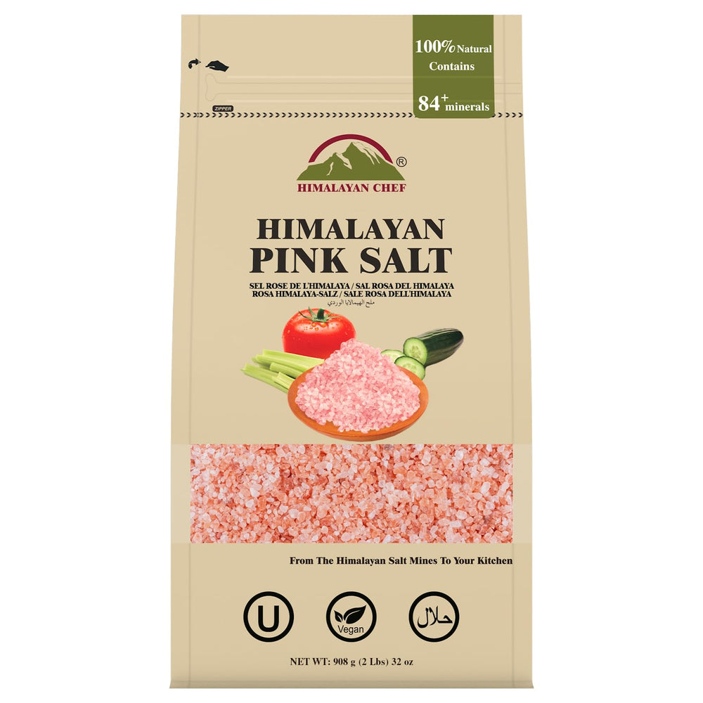 Himalayan Chef bolsa frontal de 2 lb mostrando etiqueta y cierre, versátil para cocina