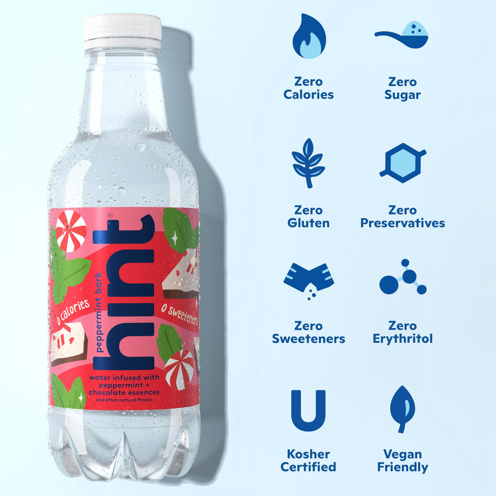 Hint Peppermint Bark cierre de botella fácil de abrir, conveniencia portátil