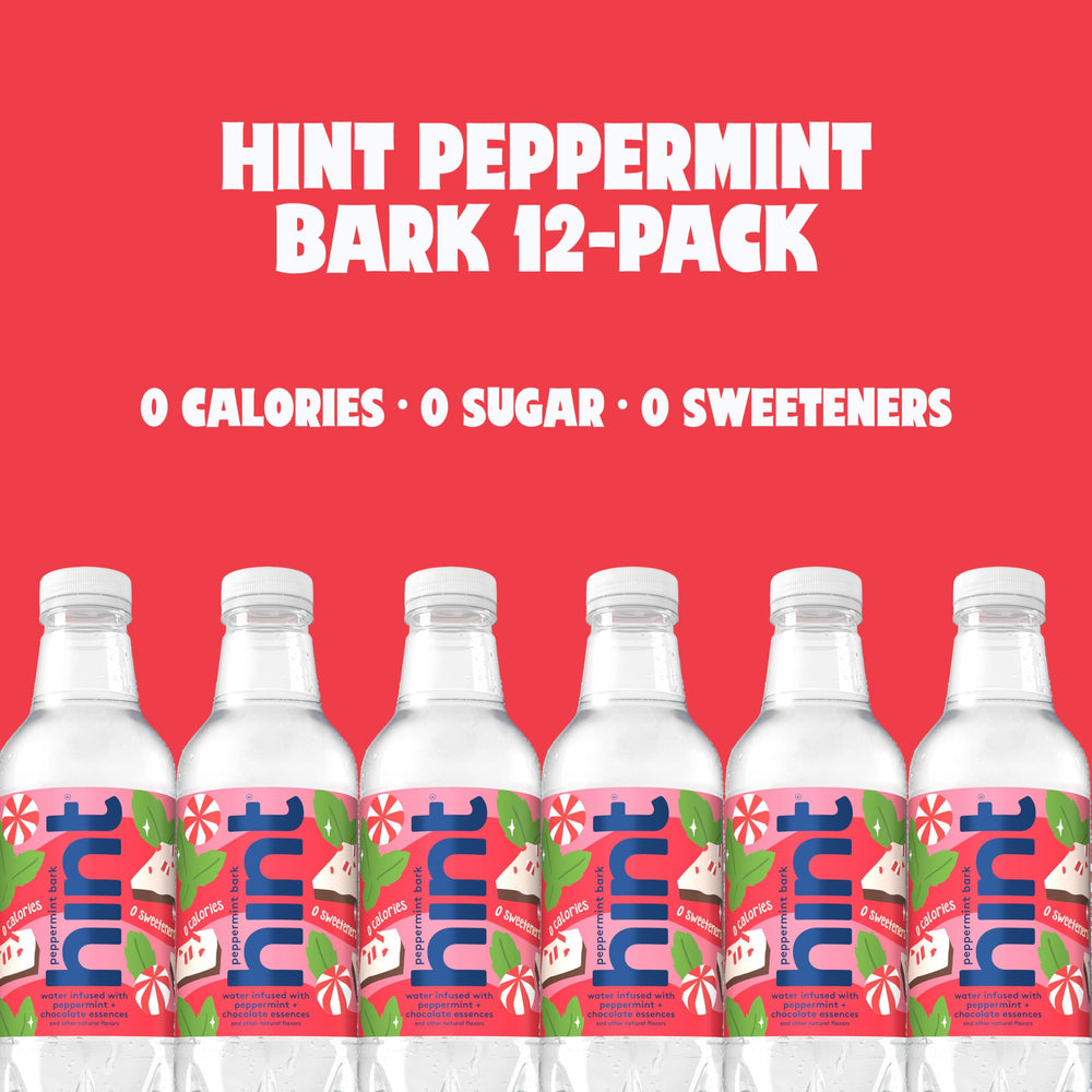 Hint Peppermint Bark etiqueta con ingredientes naturales y confianza