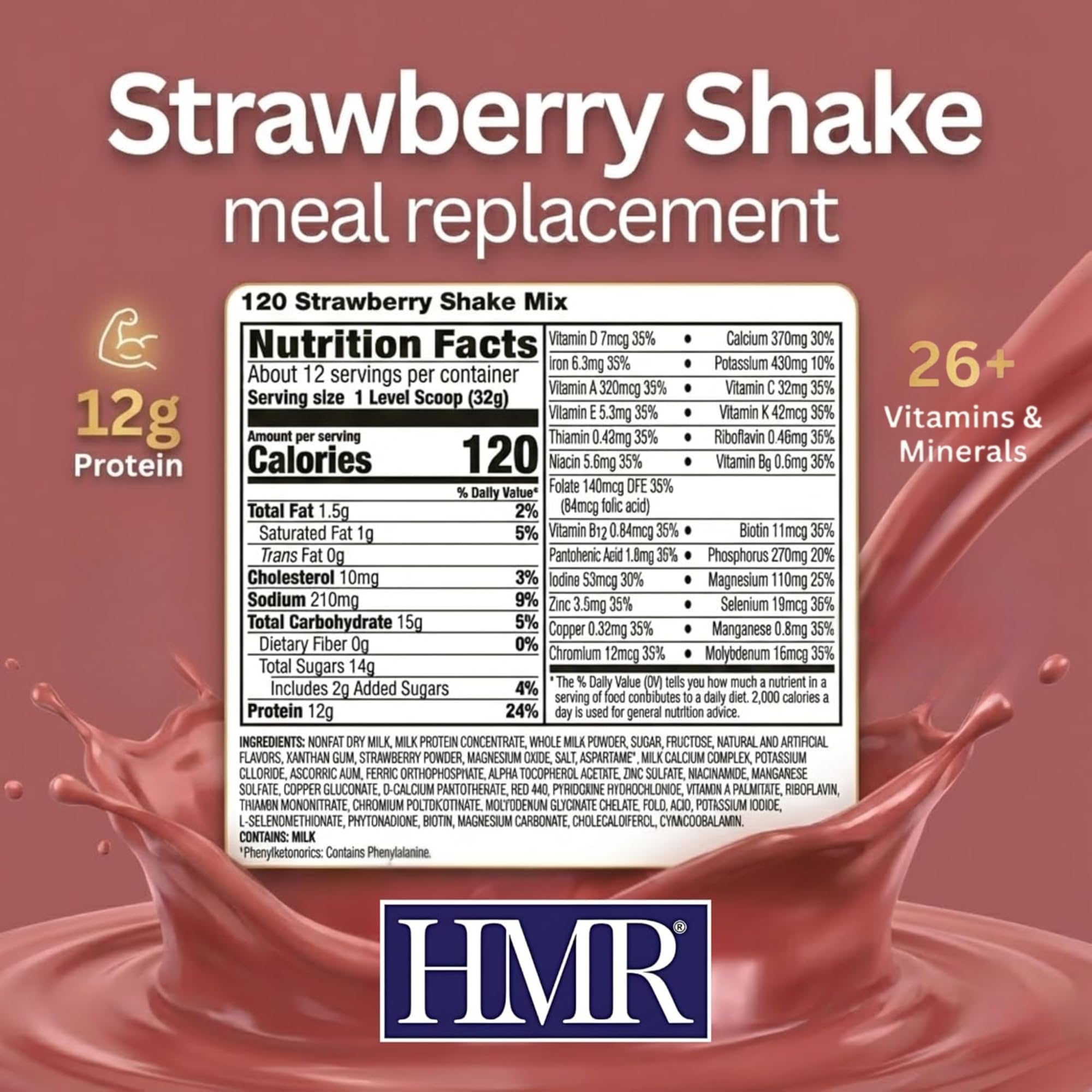 HMR batido de fresa con frutas frescas para reforzar sabor