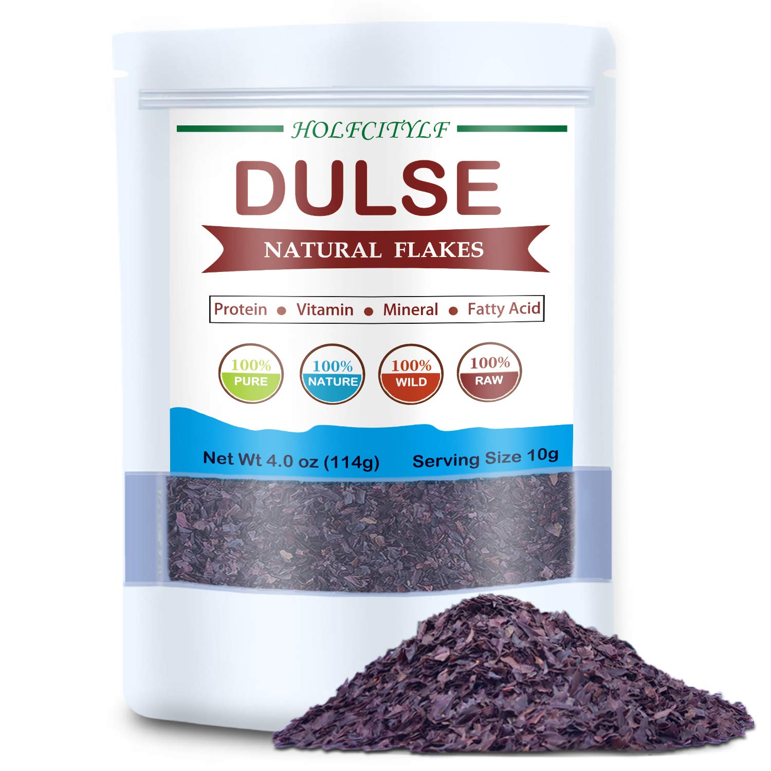 Holfcitylf copos de dulse frente del envase mostrando presentación y pureza