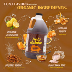 Holy Kakow caramelo vertido sobre helado, aporta sabor profundo y cobertura brillante