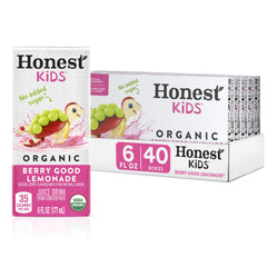 Honest Kids frontal del envase muestra diseño y ventajas orgánicas