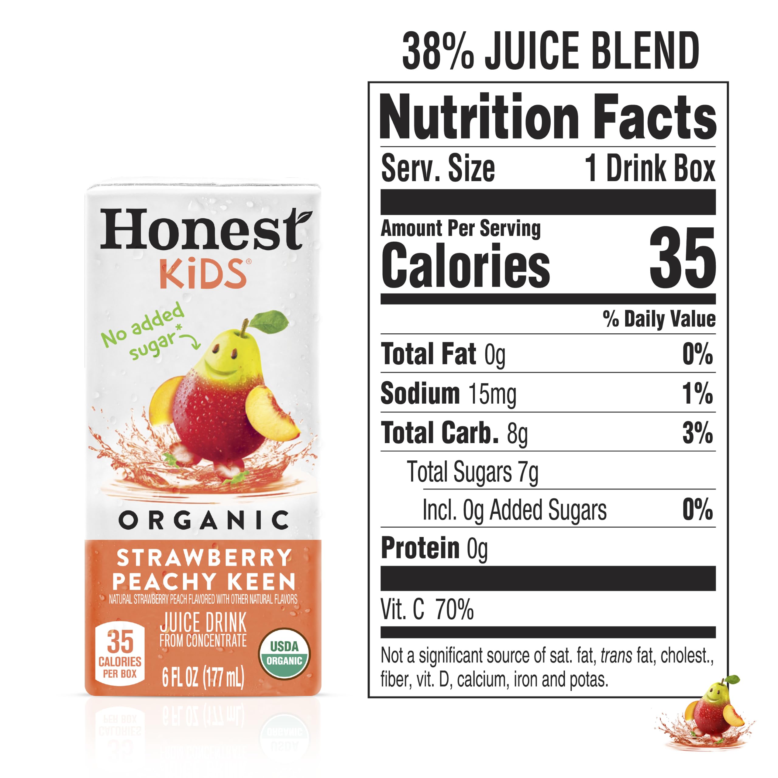 Honest Kids etiqueta orgánica y lista de ingredientes clara para tranquilidad