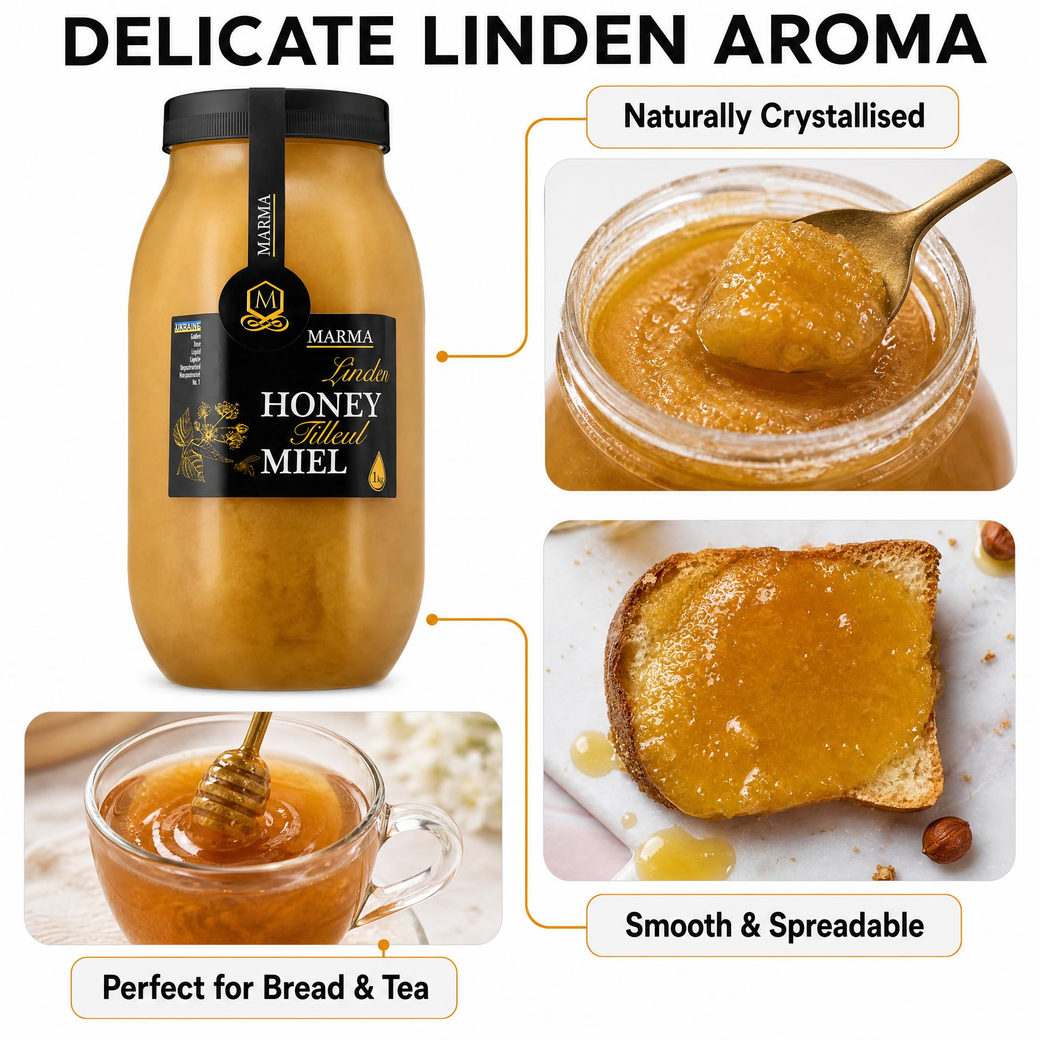 HONIGMA primer plano de cristalización natural que indica pureza