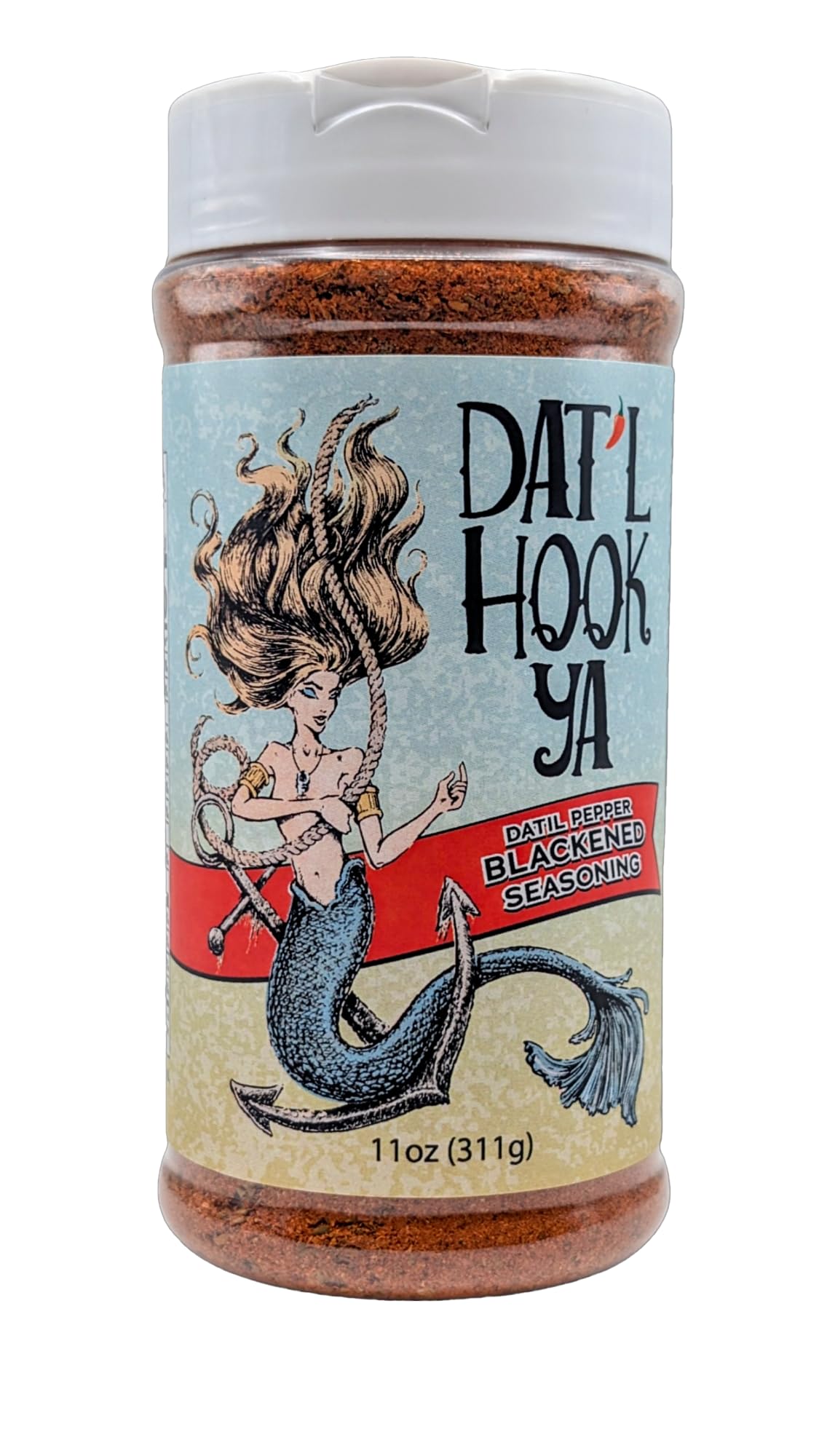 Hook'Ya frasco Dat’l Blackened de frente mostrando etiqueta y tamaño
