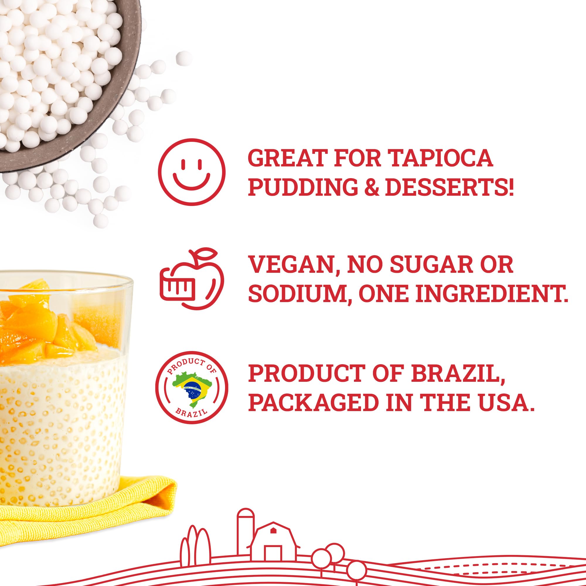 Hoosier Hill Farm primer plano de perlas grandes de tapioca con textura masticable evidente