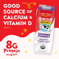 Horizon Organic lista de ingredientes orgánicos en el lateral