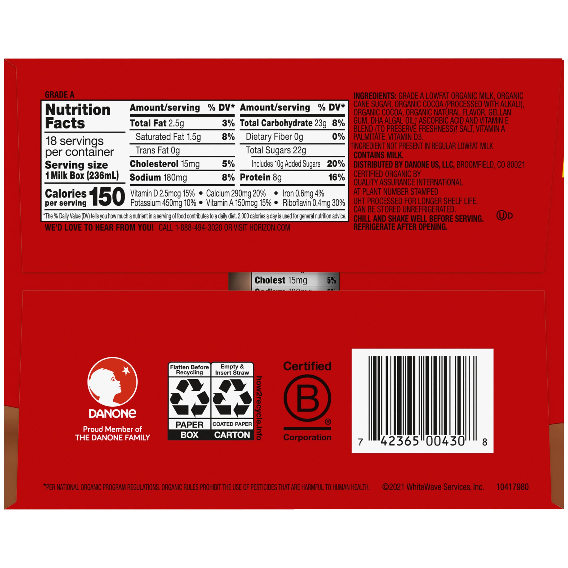 Horizon Organic leche en caja en merienda infantil saludable
