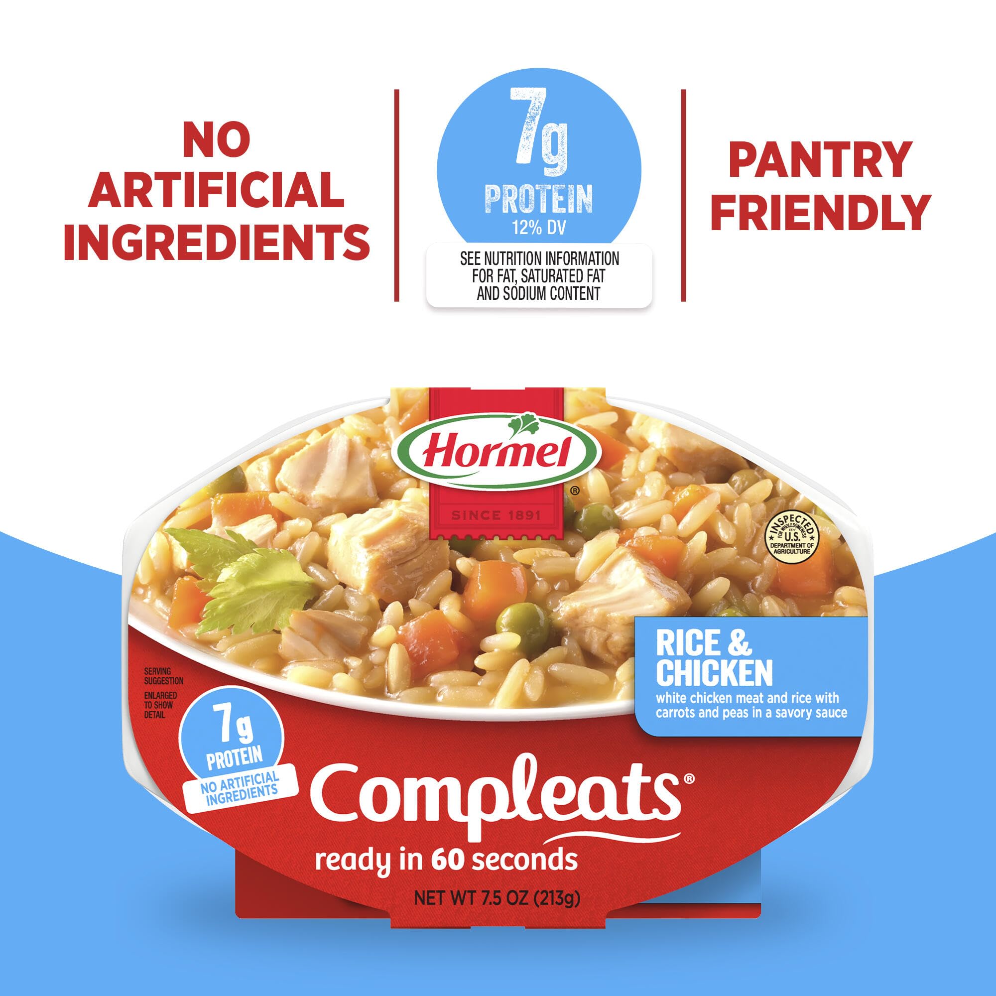 HORMEL COMPLEATS etiqueta nutricional enfocada para información clara de nutrientes