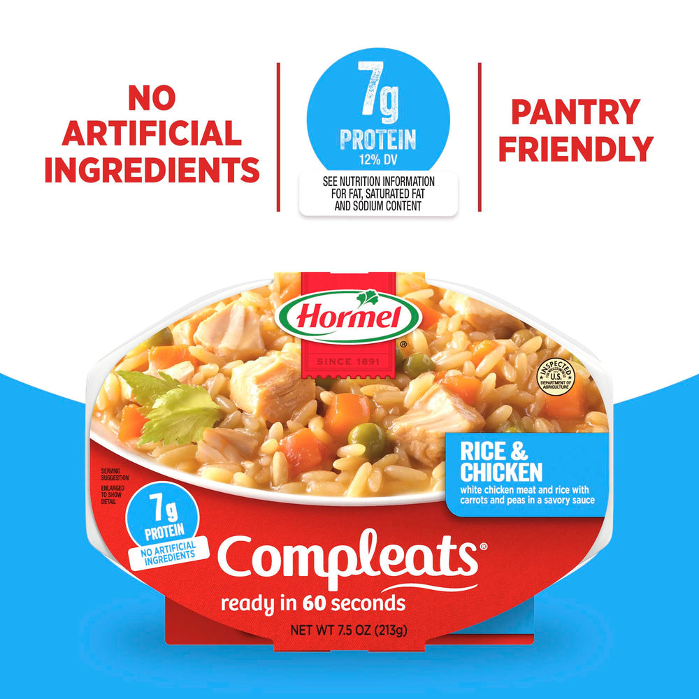 HORMEL COMPLEATS etiqueta nutricional enfocada para información clara de nutrientes
