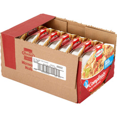 HORMEL COMPLEATS primer plano de la textura del arroz y trozos de pollo jugosos