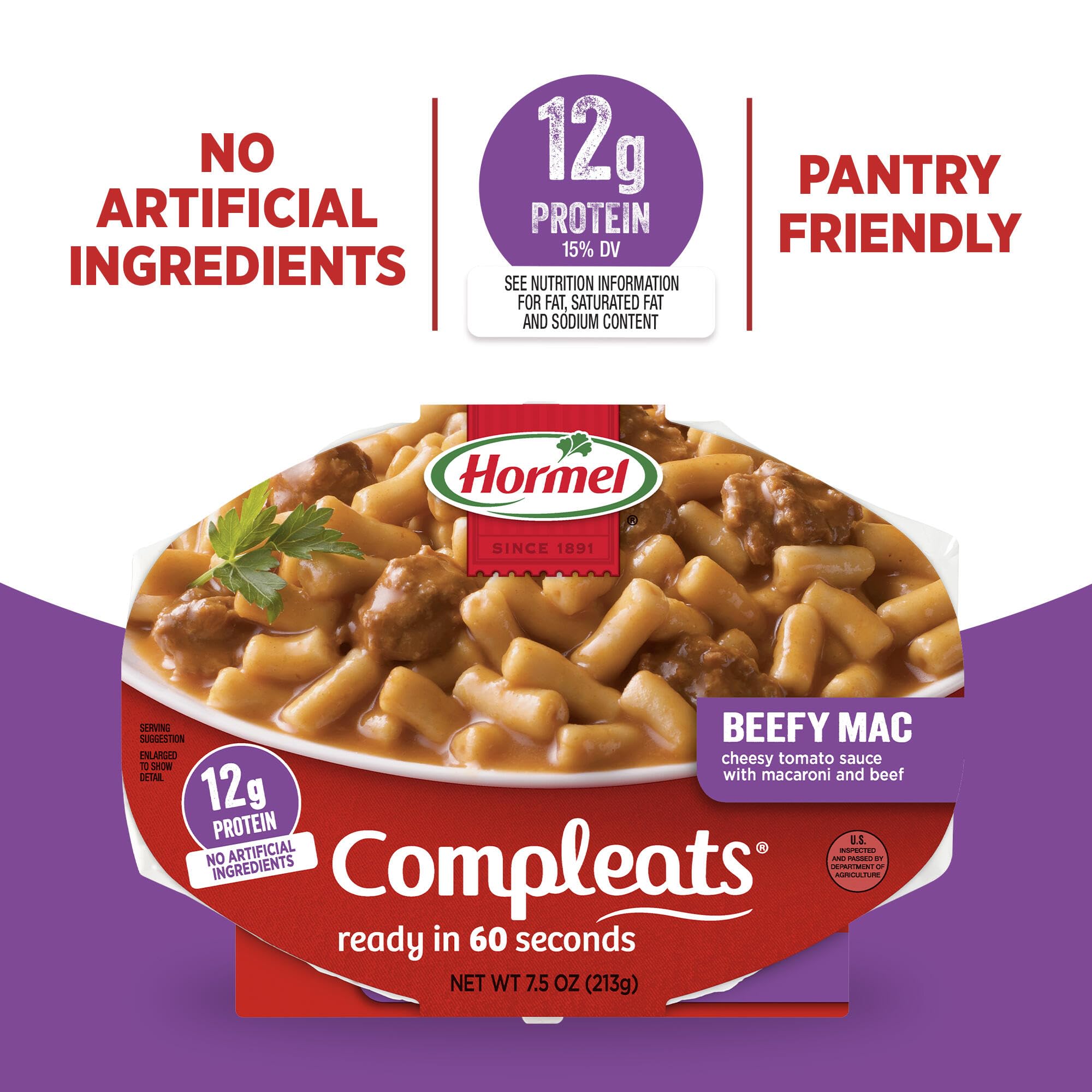 HORMEL COMPLEATS en un escritorio de oficina como almuerzo rápido y sin preparación