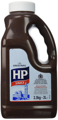 Botella HP Sauce 2 L frontal mostrando etiqueta clara y capacidad para catering