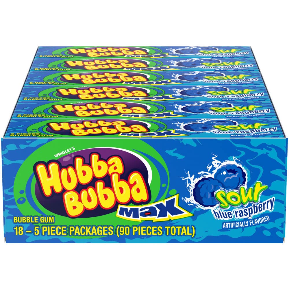 Hubba Bubba vista frontal del paquete, identifica sabor y cantidad
