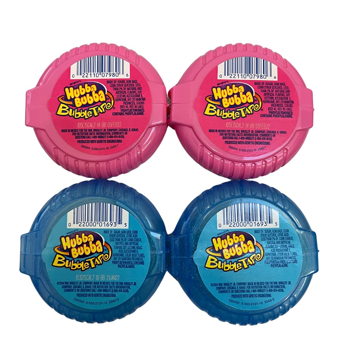 Hubba Bubba primer plano de la textura del rollo y detalle de la cinta gomosa