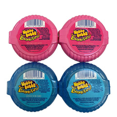 Hubba Bubba primer plano de la textura del rollo y detalle de la cinta gomosa