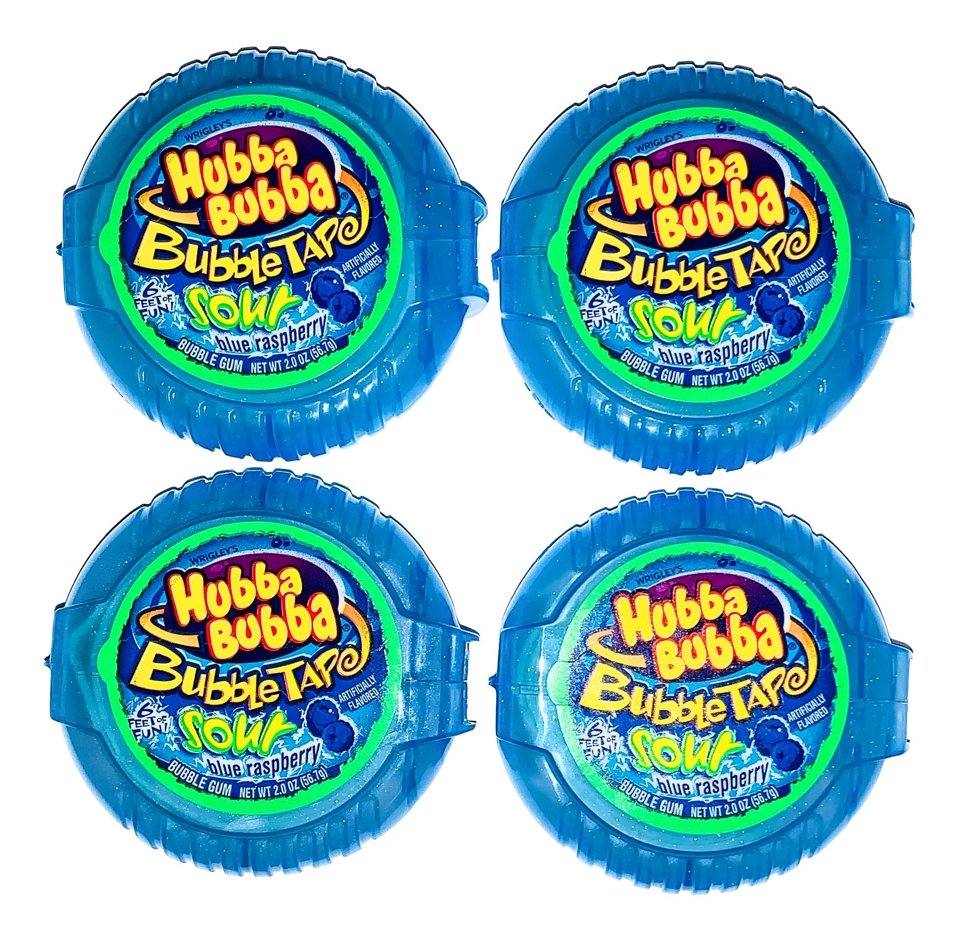 Hubba Bubba tubo frontal mostrando el color azul y facilidad de transporte
