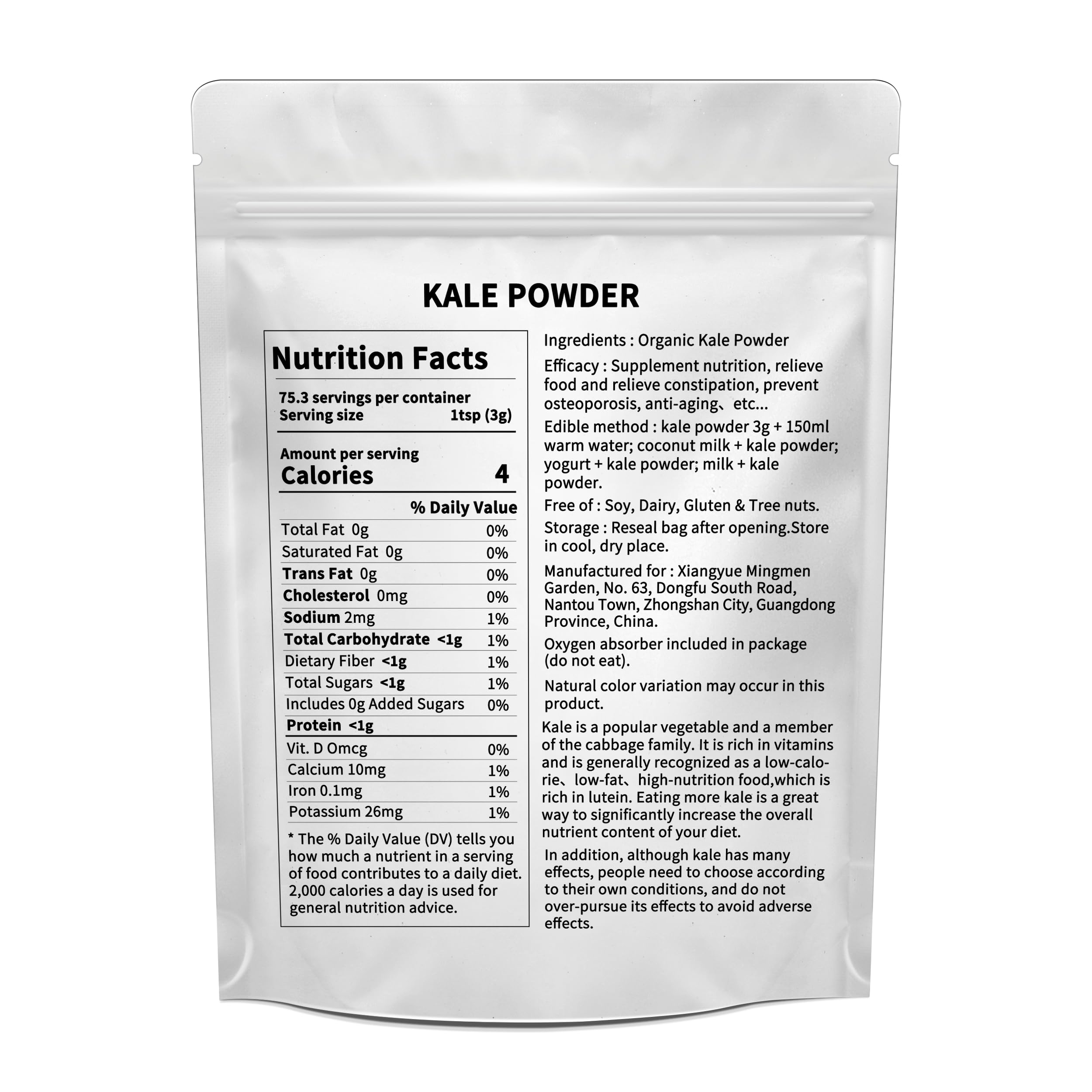 Hudetex etiqueta nutricional ampliada mostrando vitaminas y minerales