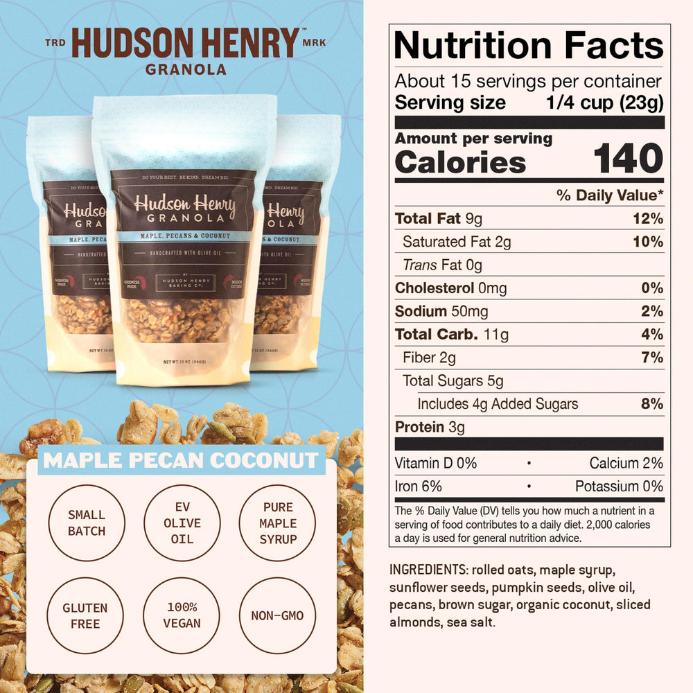 Hudson Henry primer plano de textura crujiente con nueces y coco
