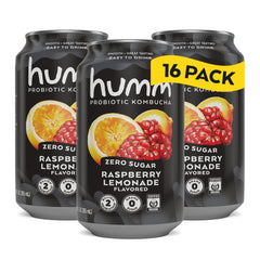 Humm lata frontal Raspberry Lemonade mostrando diseño y frescura