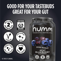 Humm lata en mano para comparar tamaño 12 oz y portabilidad