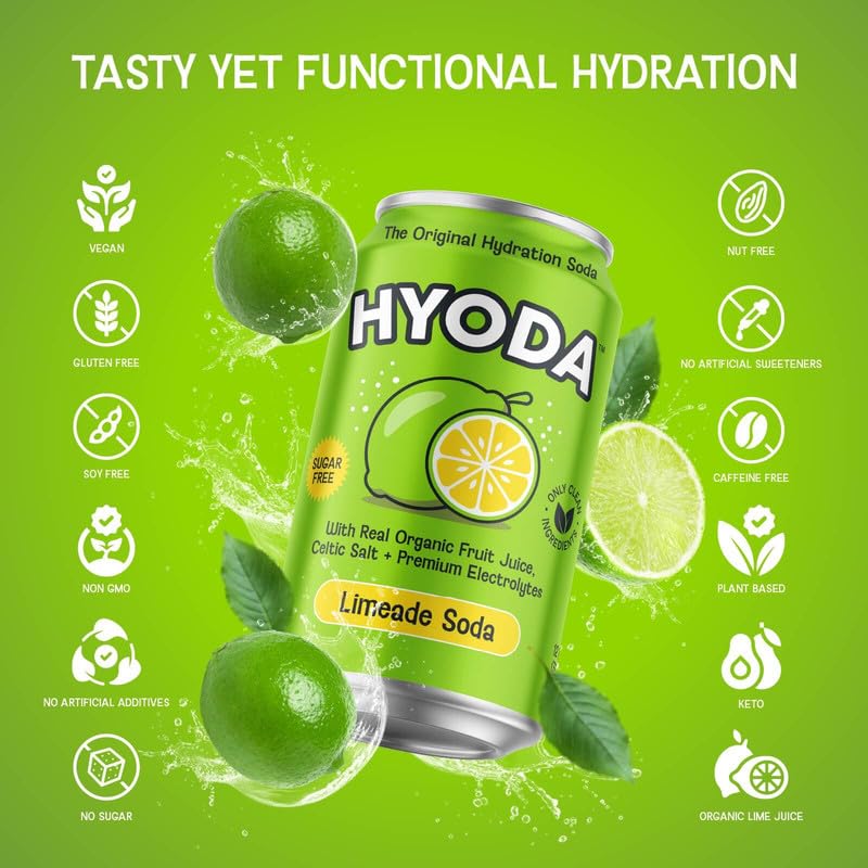 HYODA lata en picnic que ilustra uso al aire libre y refresco saludable