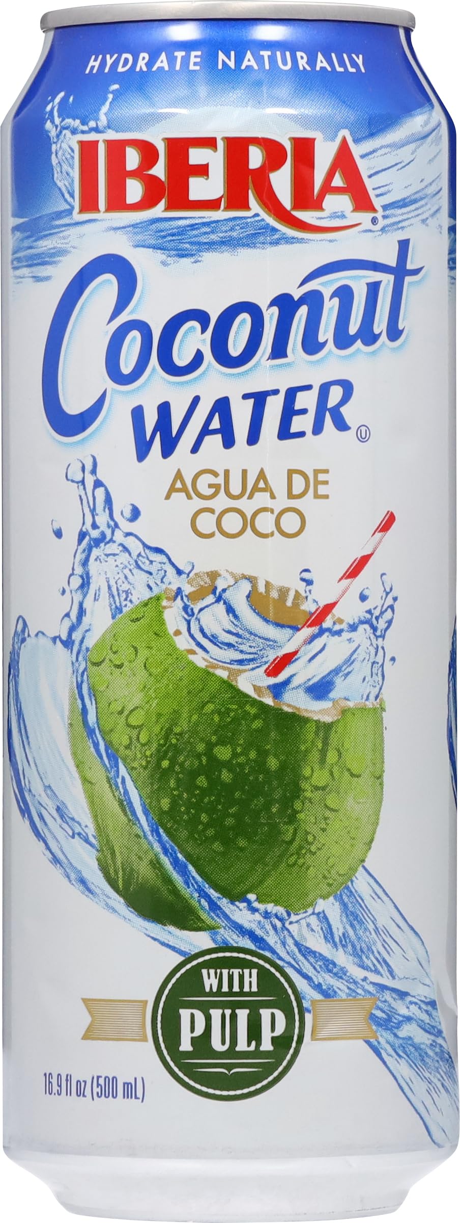 Iberia agua de coco con pulpa vista frontal, refresca naturalmente
