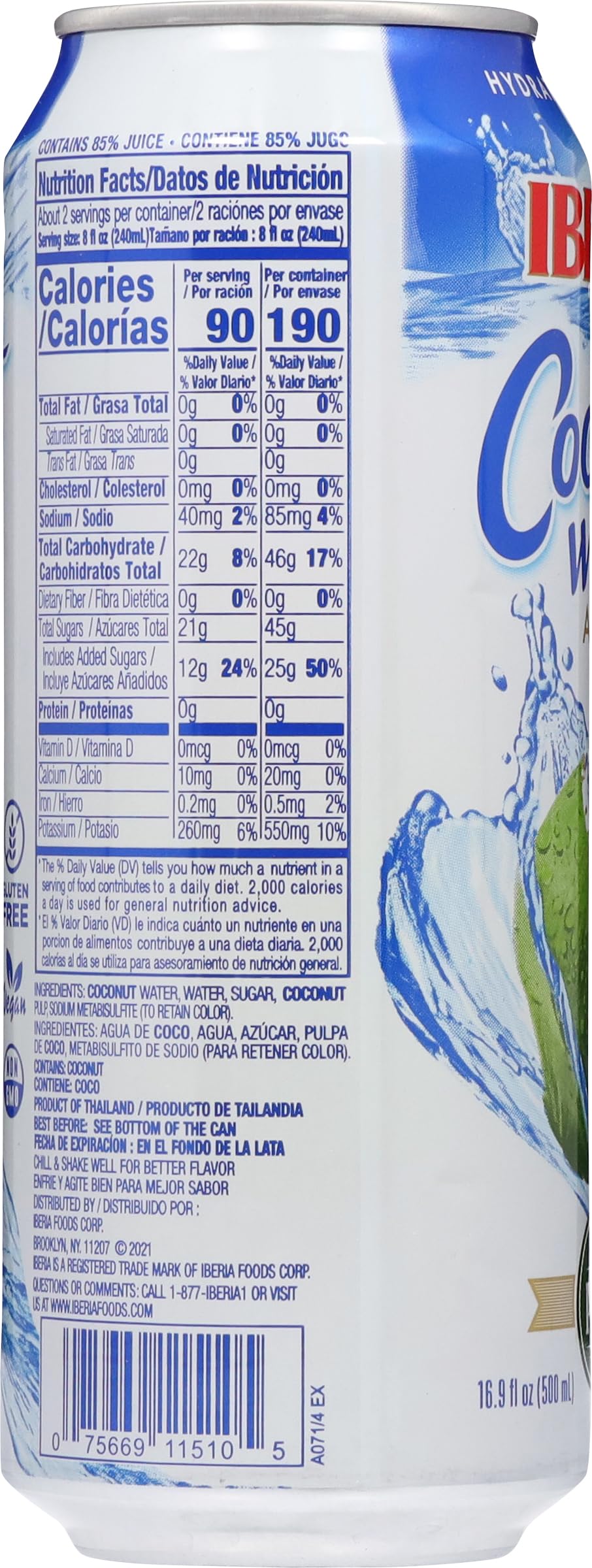 Iberia botella junto a una regla, demuestra tamaño de 16.9 fl oz