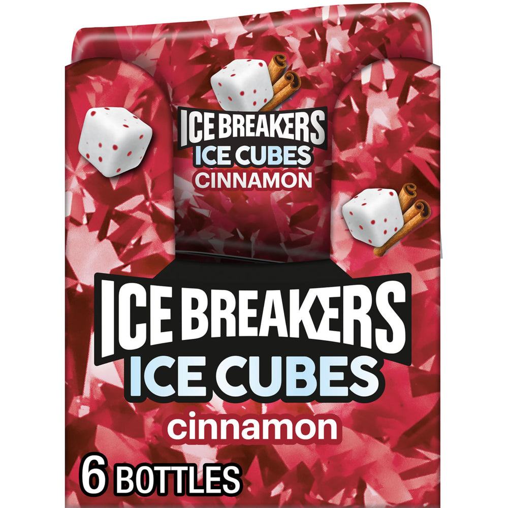 Ice Breakers frente de botella mostrando cubos, fácil llevar y ofrecer