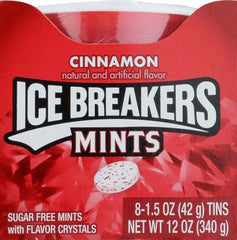 ice breakers pastillas extendidas mostrando tamaño y textura lisa