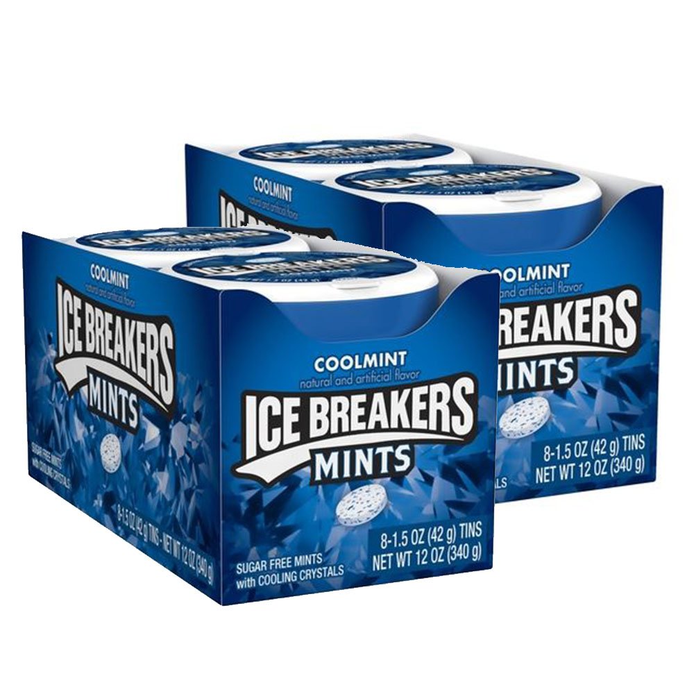 Ice Breakers envase en mano demostrando tamaño compacto y transporte fácil