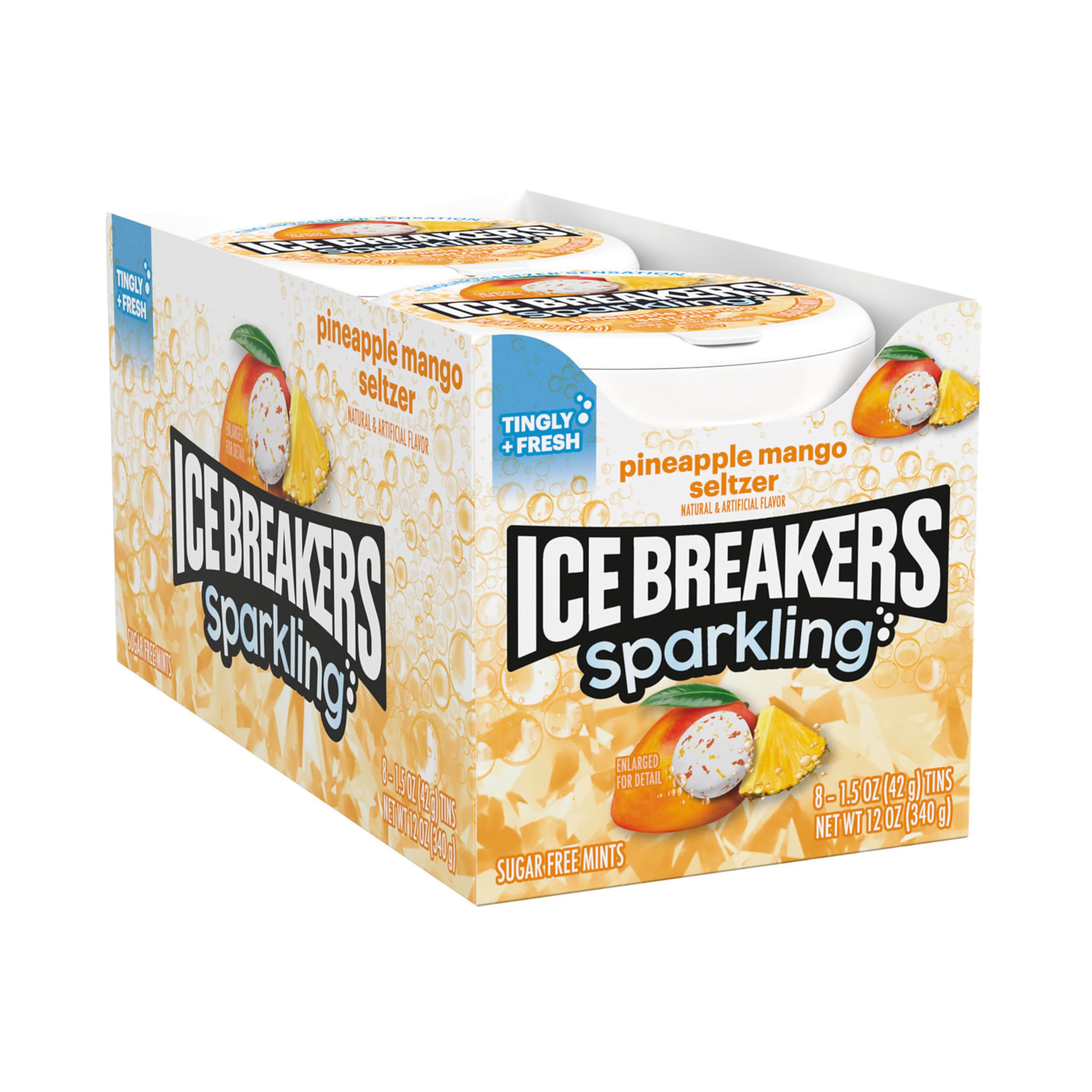 Ice Breakers primeros planos de cristales de sabor dan sensación efervescente