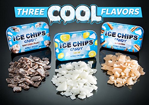 ICE CHIPS primer plano de textura de caramelo y liberación de sabor