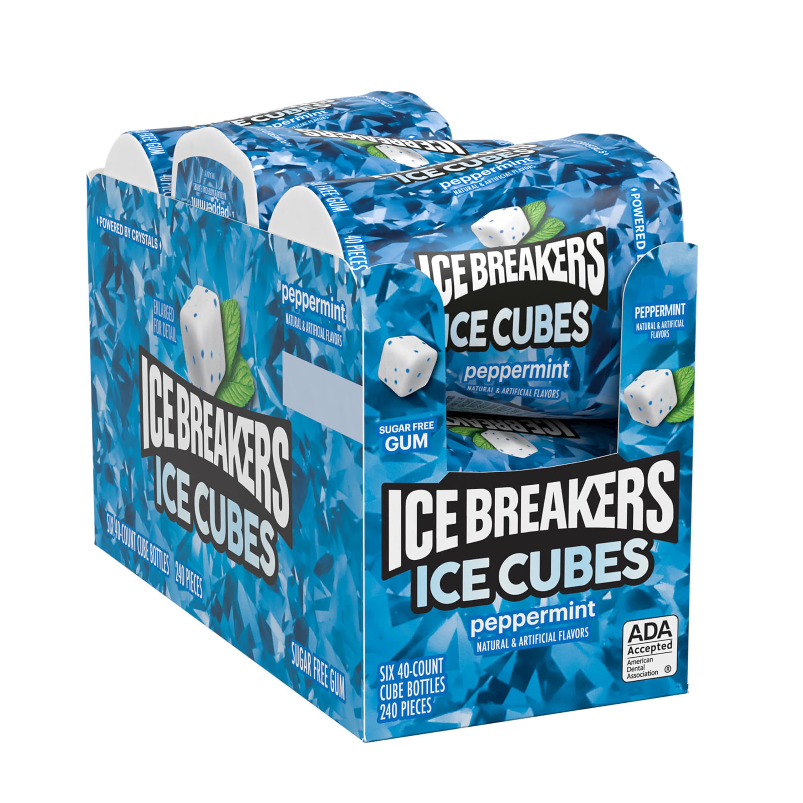 Ice Breakers close-up de los cubitos peppermint con sabor visible