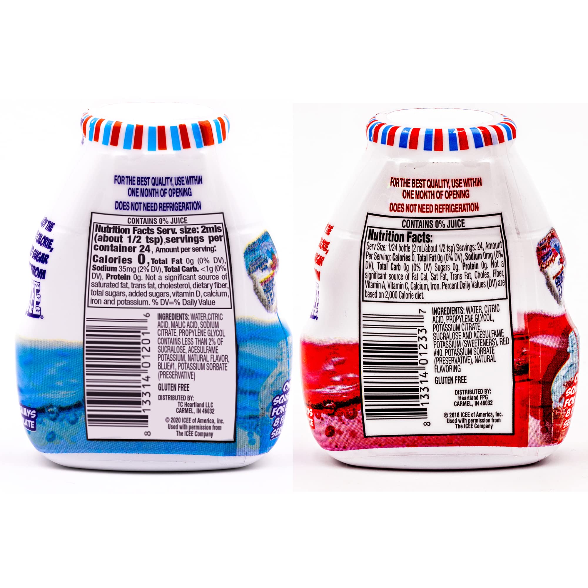 ICEE frascos Cherry y Blue Raspberry juntos, mezcla de sabores
