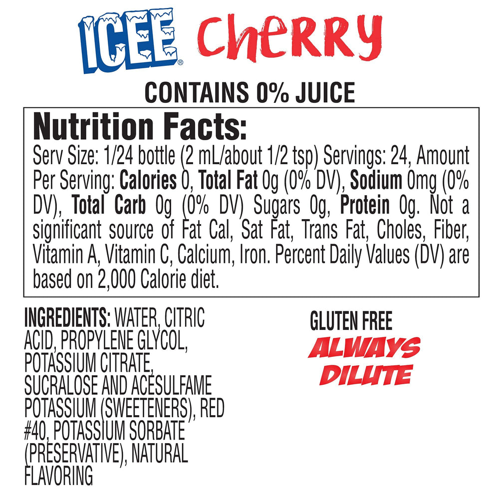 ICEE gotas disolviéndose en agua, sabor instantáneo sin calorías